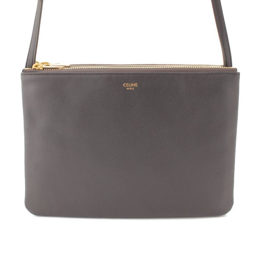 Celine Trio Leather Shoulder Bag Gray